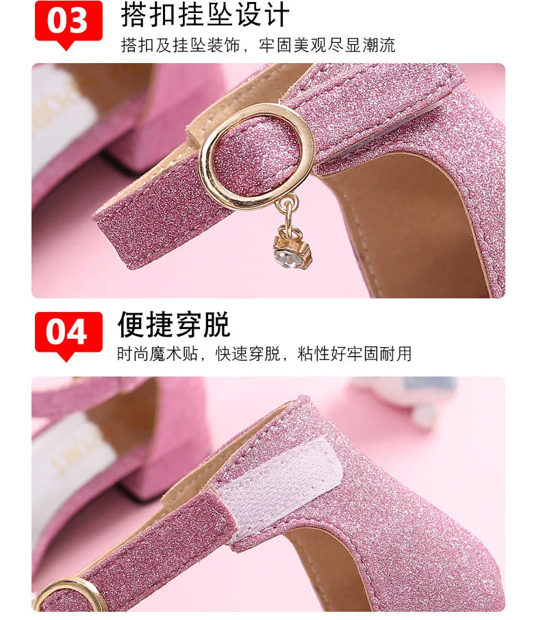 Summer Kids Leather Shoes Girls Wedding Dress Shoes Children Princess Flower Sandals For Girls Casual Dance Shoes Flat Sandals