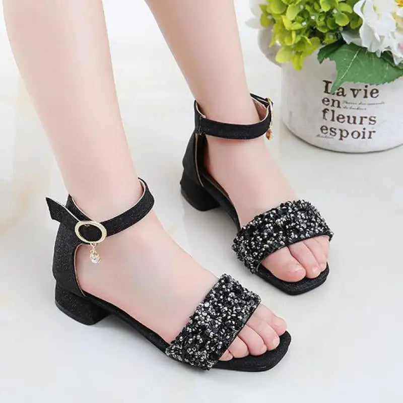 Summer Kids Leather Shoes Girls Wedding Dress Shoes Children Princess Flower Sandals For Girls Casual Dance Shoes Flat Sandals
