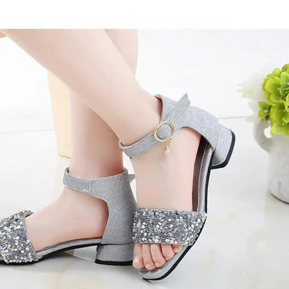 Summer Kids Leather Shoes Girls Wedding Dress Shoes Children Princess Flower Sandals For Girls Casual Dance Shoes Flat Sandals
