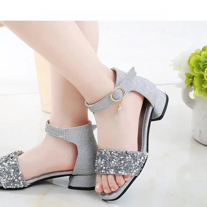 Summer Kids Leather Shoes Girls Wedding Dress Shoes Children Princess Flower Sandals For Girls Casual Dance Shoes Flat Sandals