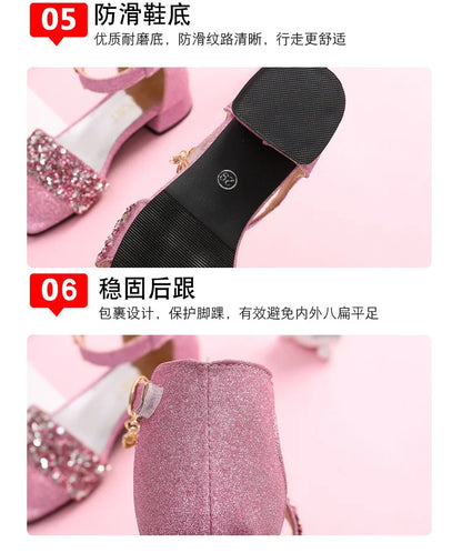 Summer Kids Leather Shoes Girls Wedding Dress Shoes Children Princess Flower Sandals For Girls Casual Dance Shoes Flat Sandals