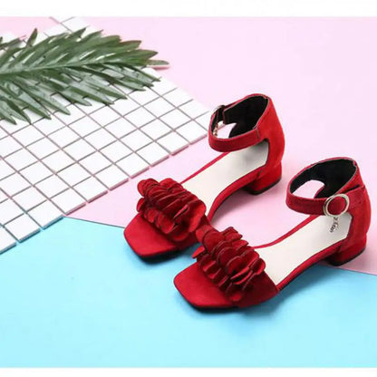 Summer Kids Leather Shoes Girls Wedding Dress Shoes Children Princess Flower Sandals For Girls Casual Dance Shoes Flat Sandals