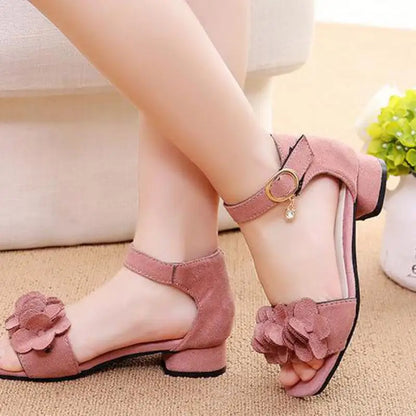 Summer Kids Leather Shoes Girls Wedding Dress Shoes Children Princess Flower Sandals For Girls Casual Dance Shoes Flat Sandals