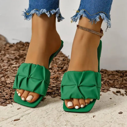 Women's Sandals Fashion Square Head Summer Shoes For Women Flat Sandals Korean Style Slippers Summer Sandalias De Mujer Footwear - Prolificstore