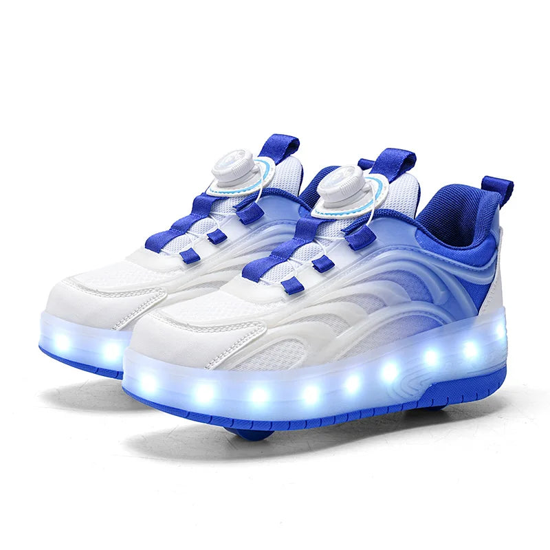 Two Wheels Children's Led Light Roller Skate Shoes For Kids Boys Girls Glowing Sports Luminous Sneakers Skateboard USB Charging - Prolificstore