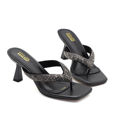Black Red High Heel Slippers Women Open Toe Slingback Sandals Female Pumps Square Toe Summer Simple Designer Heeled Sandals - Prolificstore