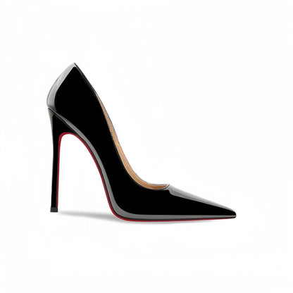 Hot selling patent leather black thin heel pointed super high heels for women, professional and sexy 12cm single shoe large size - Prolificstore