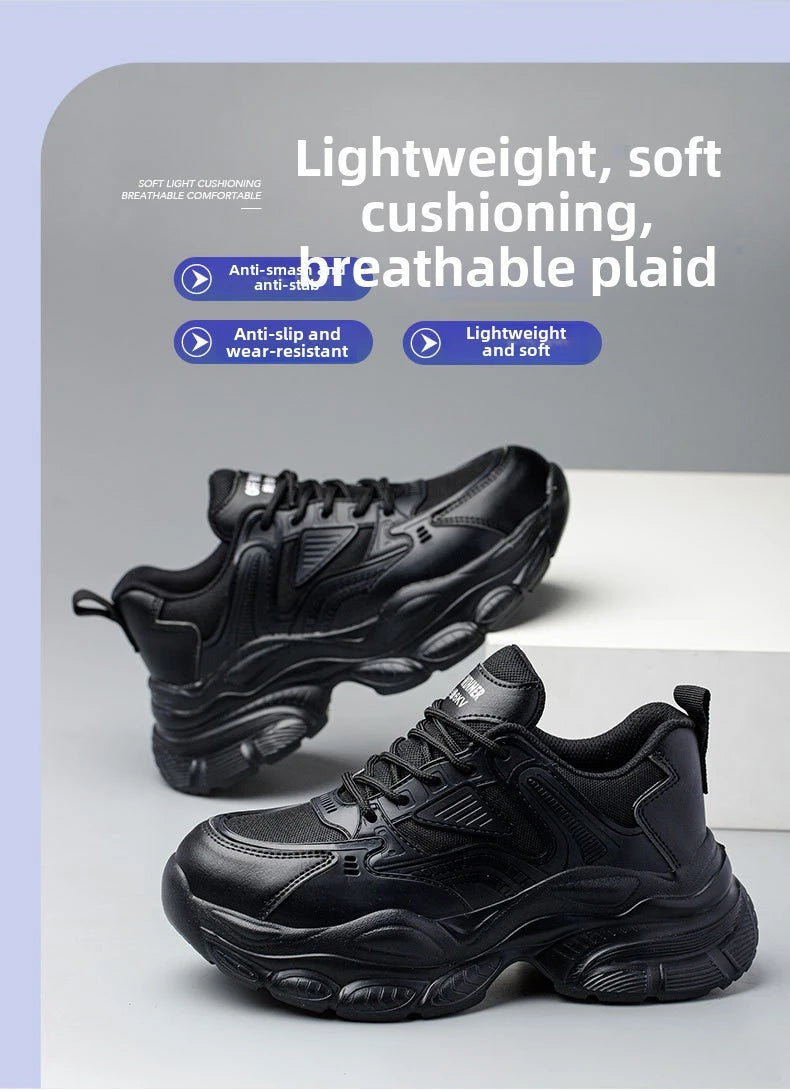 female industrial steel toe safety shoes woman breathable work shoes Lightweight Sneakers fashion spring/summer work sneakers - Prolificstore