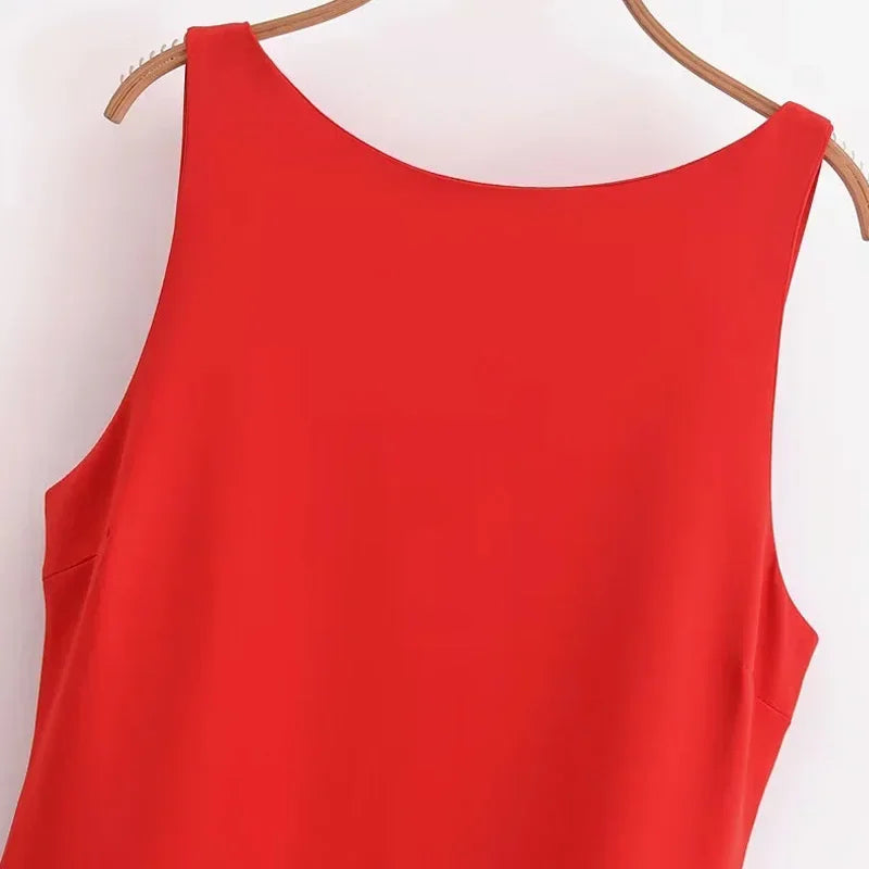 HXAO White Short Dress Women's Ruffle Backless Party Dresses Black Red Sleeveless Bodycon Mini Dress Woman Summer Sexy Vestidos - Prolificstore