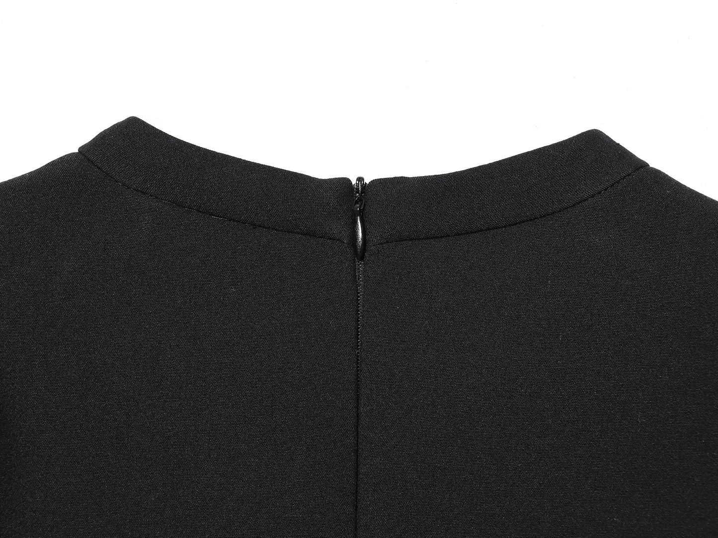 KONDALA Elegant Holiday Chic Women Mini Dress Black O-Neck Zipper Short Puff Sleeve Dress Fashion 2026 Spring Summer Party Dress