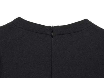 KONDALA Elegant Holiday Chic Women Mini Dress Black O-Neck Zipper Short Puff Sleeve Dress Fashion 2026 Spring Summer Party Dress