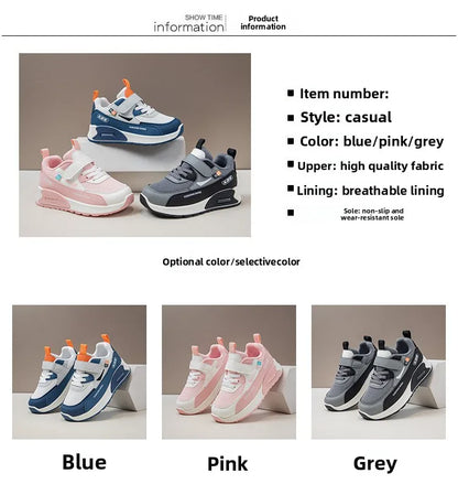 PU Leather Sport Shoes For Children 2026 Trend Fashion Kid's Sneakers Soft-soled Outdoor Boy's Girl's Running Shoes