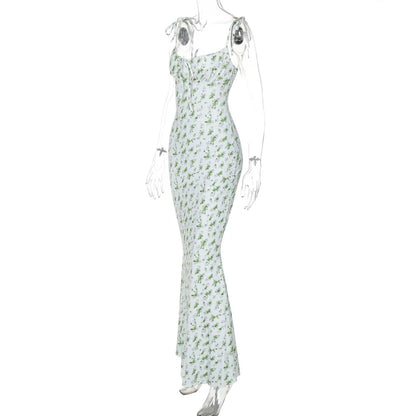 Hugcitar Women Elegant Floral Beach Vacation Bodycon Streetwear Long Dress 2026 Summer Clothes Wholesale Items For Business