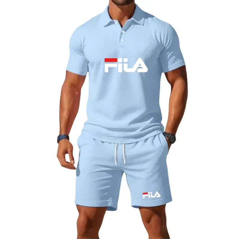 Men's Summer 2 Piece Set 2026 Mesh Breathable Polo Shirt and Jogging Shorts Fashion Fitness Basketball Tracksuit Casual Outfit - Prolificstore