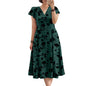 ZANZEA Summer OL Work Ruffle Sleeve Women Midi Dress  Casual Floral Print A-line Vestidos V Neck Waist Party Sundress Oversized - Prolificstore