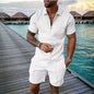 Summer New Men's 3D Printing Short Sleeve Zipper Polo Shirt Shorts Set  Men Casual  2-piece Vacation Beach Set - Prolificstore
