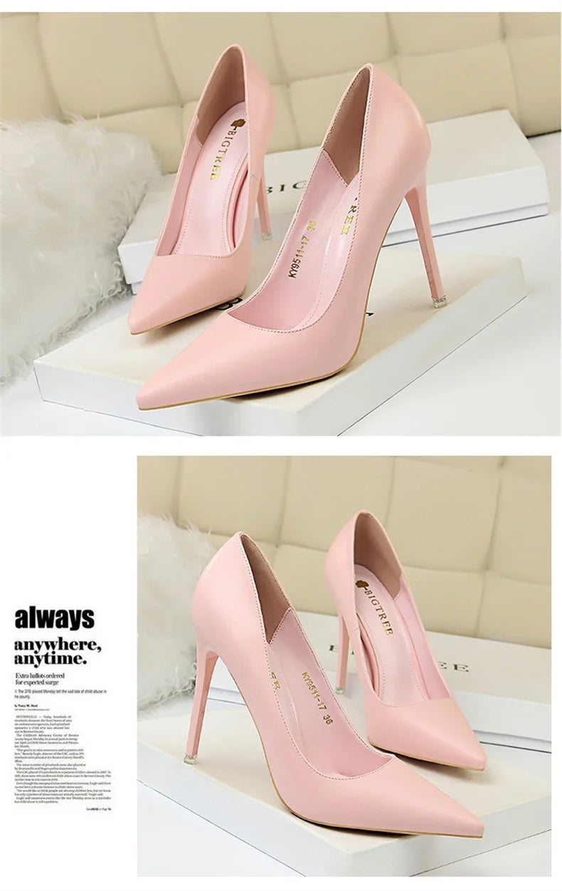 Women Korean Version Fashion Shallow Mouth Office Shoes Stiletto Party Single Shoes Female Comfort Women Heels Simple 9511-17