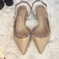 Women Real Leather Shiny Back Buckle Strap Fashionable Sandals European And American Style Trendy Shoes Closed Toe Gold Studs 42