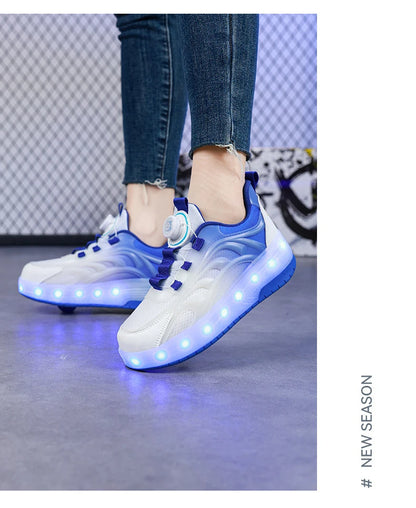 Two Wheels Children's Led Light Roller Skate Shoes For Kids Boys Girls Glowing Sports Luminous Sneakers Skateboard USB Charging - Prolificstore