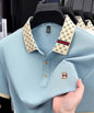 Luxury brand B letter embossed short sleeve polo shirt men summer lightweight breathable new fashion color blocked lapel T-shirt - Prolificstore