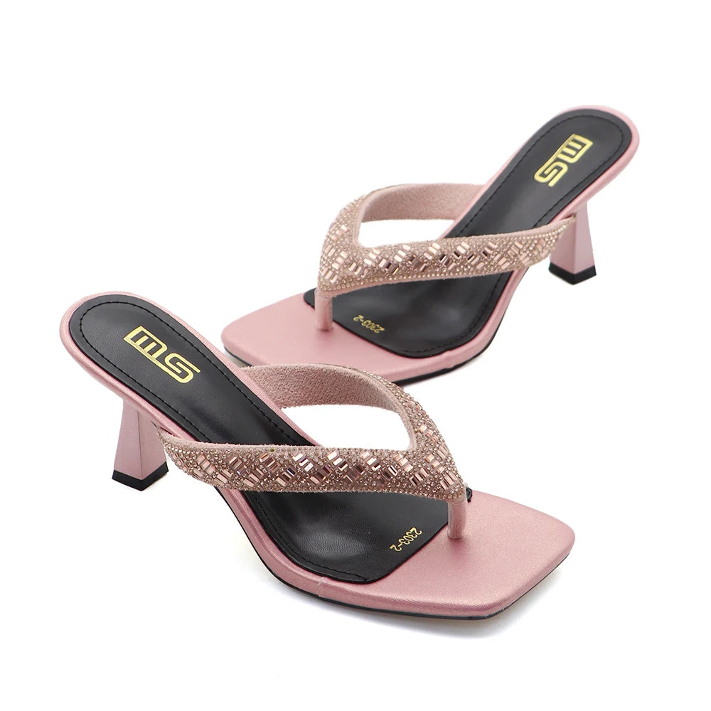 Black Red High Heel Slippers Women Open Toe Slingback Sandals Female Pumps Square Toe Summer Simple Designer Heeled Sandals - Prolificstore