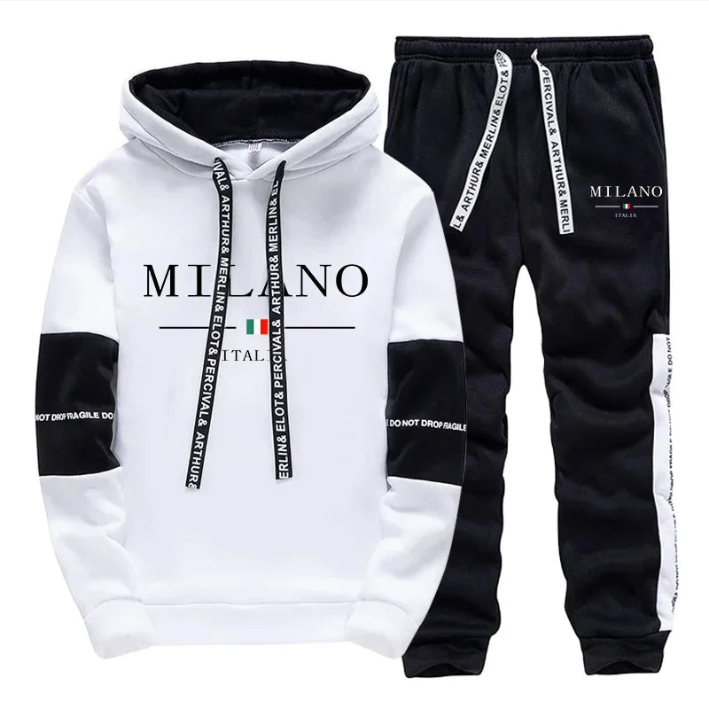Hot Sales Mens Tracksuit Casual Print Sweatshirts Single Piece Hoodie Pants Sports Jogging Mens Clothing AutumnWinter Sportswear
