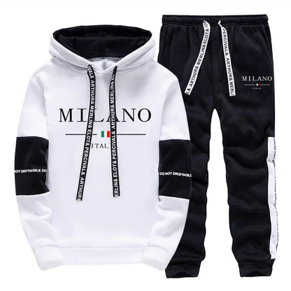 Hot Sales Mens Tracksuit Casual Print Sweatshirts Single Piece Hoodie Pants Sports Jogging Mens Clothing AutumnWinter Sportswear