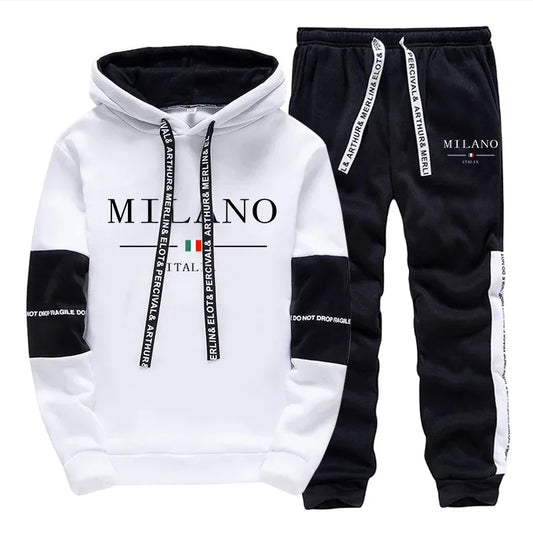 Hot Sales Mens Tracksuit Casual Print Sweatshirts Single Piece Hoodie Pants Sports Jogging Mens Clothing AutumnWinter Sportswear