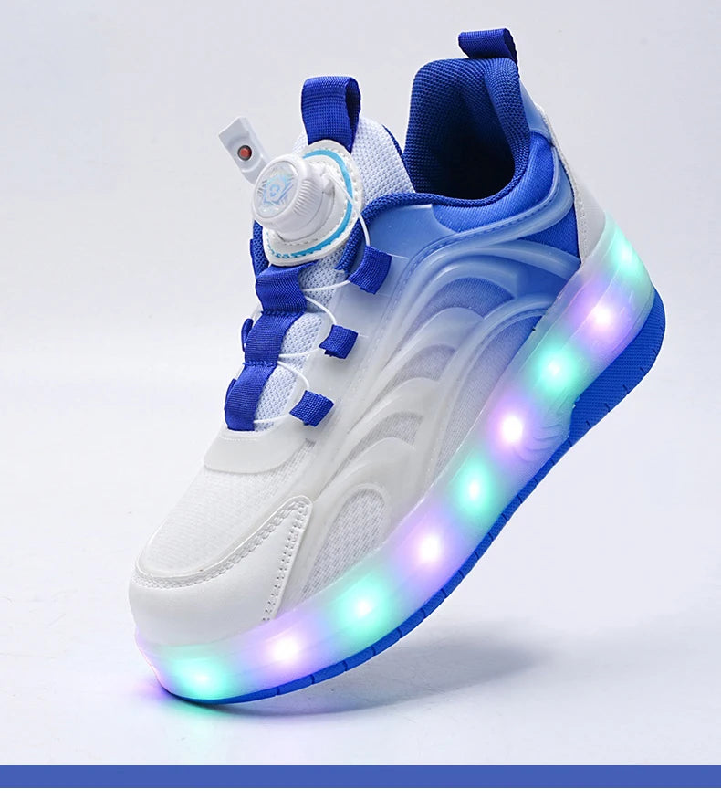 Two Wheels Children's Led Light Roller Skate Shoes For Kids Boys Girls Glowing Sports Luminous Sneakers Skateboard USB Charging - Prolificstore