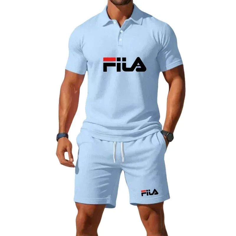 Men's Summer 2 Piece Set 2026 Mesh Breathable Polo Shirt and Jogging Shorts Fashion Fitness Basketball Tracksuit Casual Outfit - Prolificstore