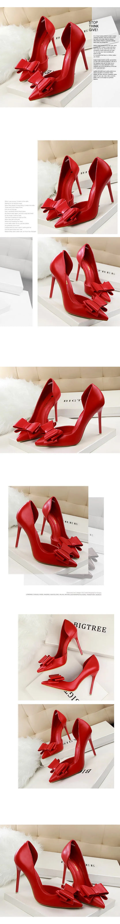 2025 High Heels 10.5cm Women's Shoes Side Hollowed Out Slim Heels Shallow Mouth Lady Pumps Butterfly-Knot Stiletto Banquet Shoes