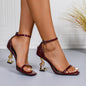 2025 Summer Open Toe Patent Leather Women's High Heels Luxury Sexy Women's Sandals Elegant Dress Женская Обувь - Prolificstore
