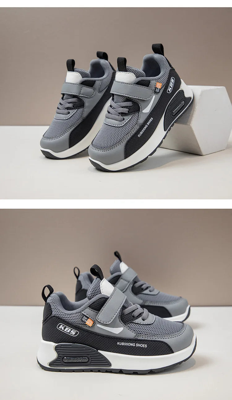 PU Leather Sport Shoes For Children 2026 Trend Fashion Kid's Sneakers Soft-soled Outdoor Boy's Girl's Running Shoes