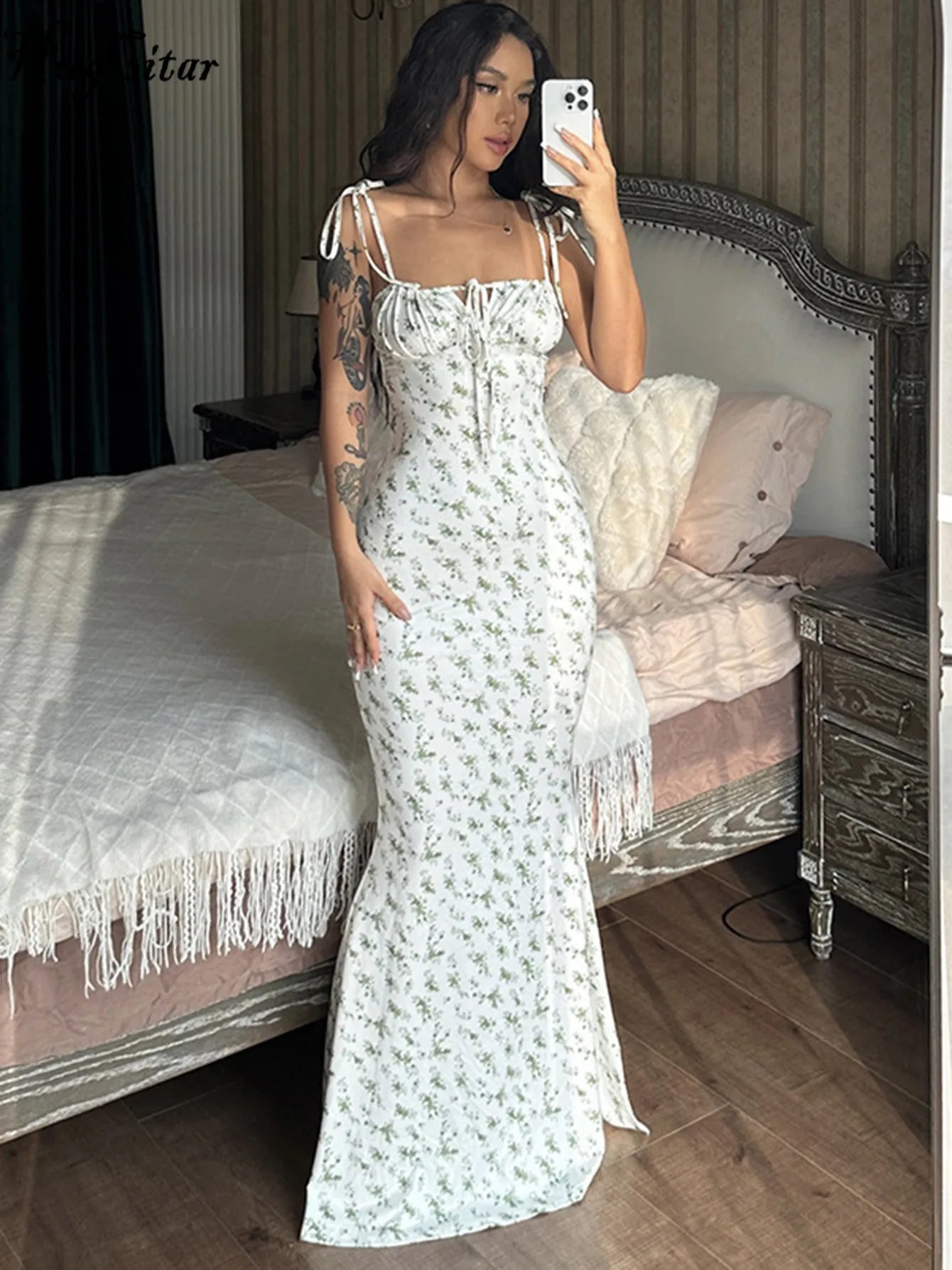 Hugcitar Women Elegant Floral Beach Vacation Bodycon Streetwear Long Dress 2026 Summer Clothes Wholesale Items For Business - Prolificstore