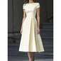 Formal Pleated Dresses Woman 2026 Spring Summer Apricot Short Sleeve High Waist Bridal Guest Elegant Long Dress 197365 - Prolificstore