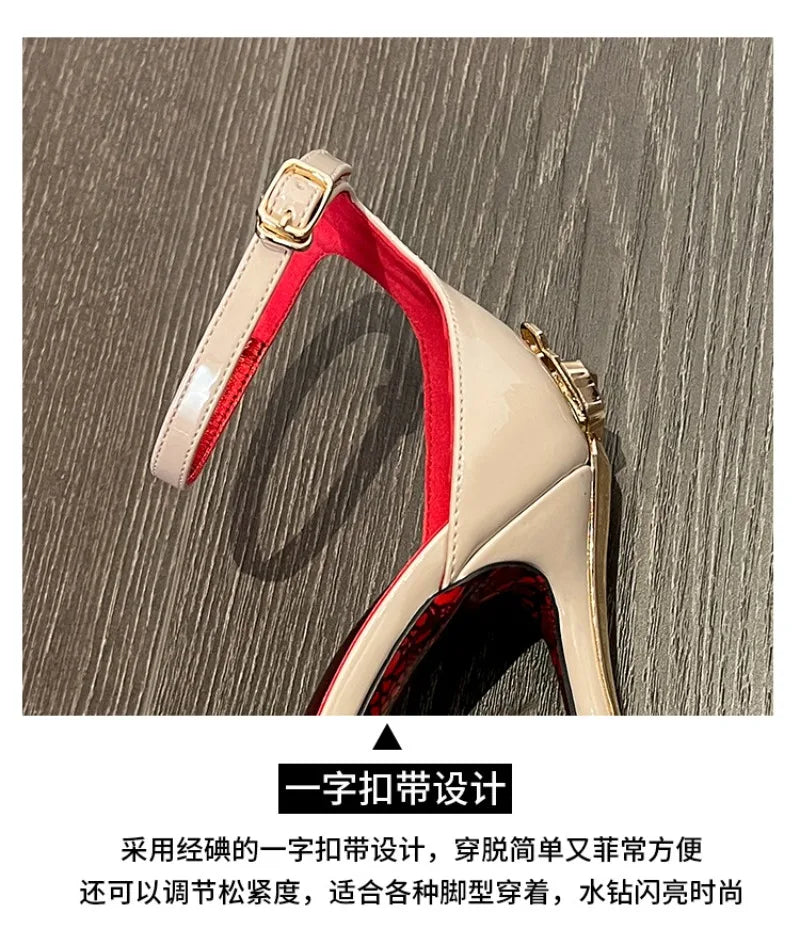 2026 New Women's Shoes Fashion Patent Leather High-heeled Sandals Luxury Women Designer Shoes Fine Heel Sexy High Heels Zapatos