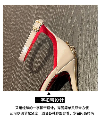 2026 New Women's Shoes Fashion Patent Leather High-heeled Sandals Luxury Women Designer Shoes Fine Heel Sexy High Heels Zapatos