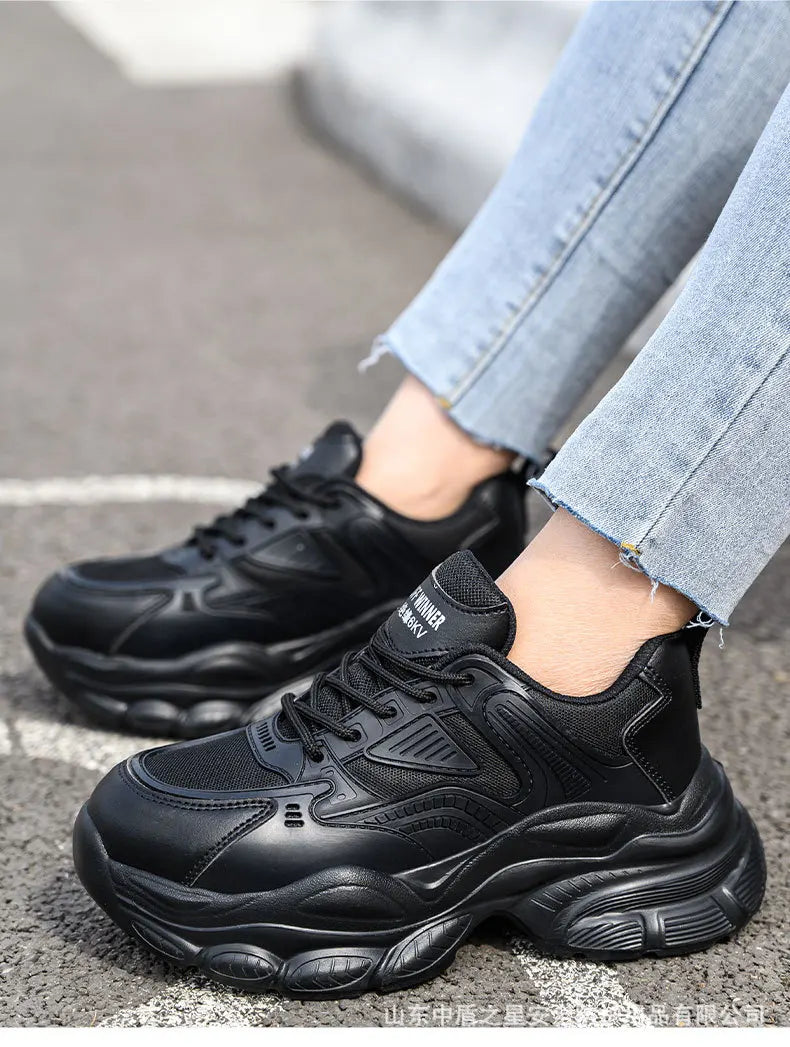 female industrial steel toe safety shoes woman breathable work shoes Lightweight Sneakers fashion spring/summer work sneakers - Prolificstore