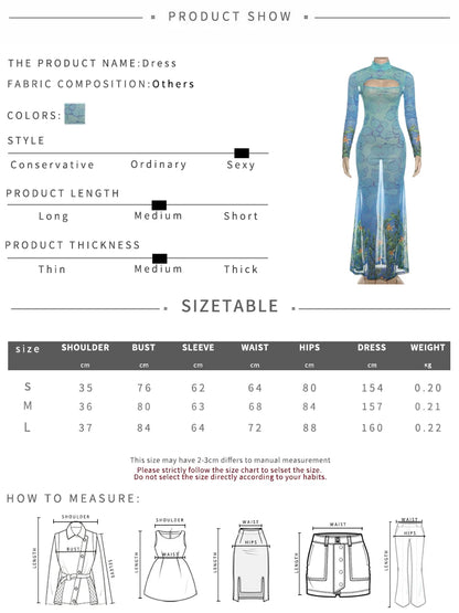 kliou Mesh Panelled Women Maxi Dress Sexy Stunning Point Print Full Sleeve O-neck Sheath Robe Mujer Hipster Festival Party Frock - Prolificstore