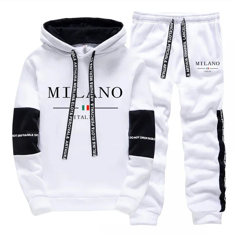 Hot Sales Mens Tracksuit Casual Print Sweatshirts Single Piece Hoodie Pants Sports Jogging Mens Clothing AutumnWinter Sportswear