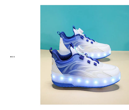 Two Wheels Children's Led Light Roller Skate Shoes For Kids Boys Girls Glowing Sports Luminous Sneakers Skateboard USB Charging - Prolificstore