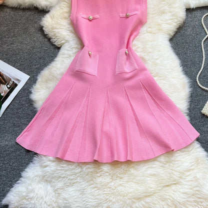 YuooMuoo Chic Fashion 2026 Summer Pleated Short Dress Women O-neck Slim Waist A-line Party Dress Streetwear Lady Outfits Vestido - Prolificstore