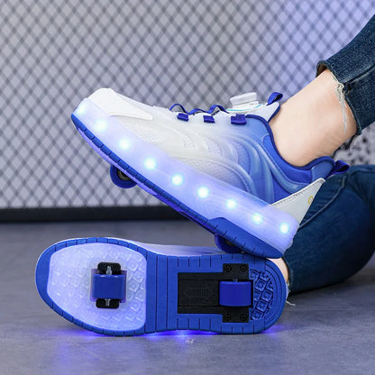 Two Wheels Children's Led Light Roller Skate Shoes For Kids Boys Girls Glowing Sports Luminous Sneakers Skateboard USB Charging - Prolificstore
