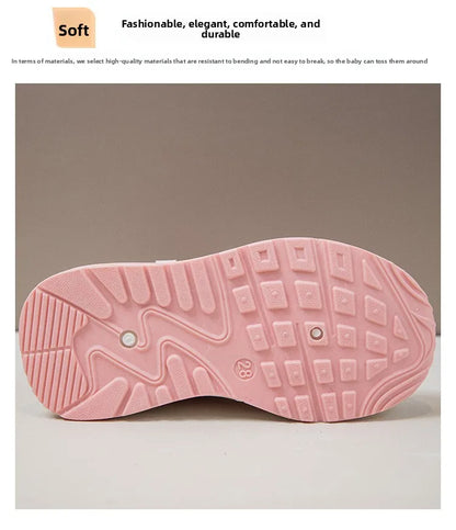 PU Leather Sport Shoes For Children 2026 Trend Fashion Kid's Sneakers Soft-soled Outdoor Boy's Girl's Running Shoes