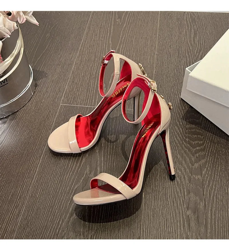2026 New Women's Shoes Fashion Patent Leather High-heeled Sandals Luxury Women Designer Shoes Fine Heel Sexy High Heels Zapatos
