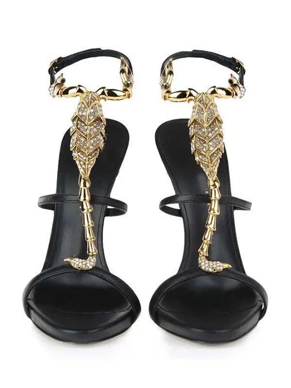 Classic Summer New Women's Stiletto Heel Sheepskin Peep Toe Platform Rhinestone Sandals High Heel Ankle Strap Pumps Sandals - Prolificstore