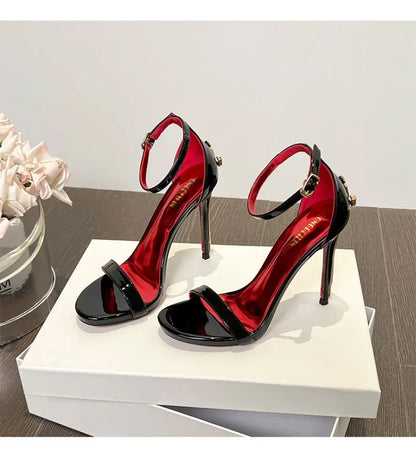 2026 New Women's Shoes Fashion Patent Leather High-heeled Sandals Luxury Women Designer Shoes Fine Heel Sexy High Heels Zapatos