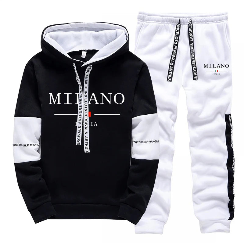 Hot Sales Mens Tracksuit Casual Print Sweatshirts Single Piece Hoodie Pants Sports Jogging Mens Clothing AutumnWinter Sportswear