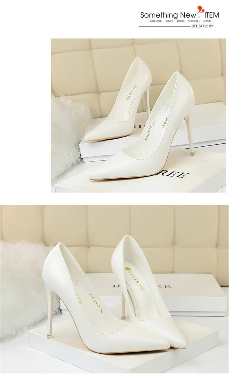 Women Korean Version Fashion Shallow Mouth Office Shoes Stiletto Party Single Shoes Female Comfort Women Heels Simple 9511-17