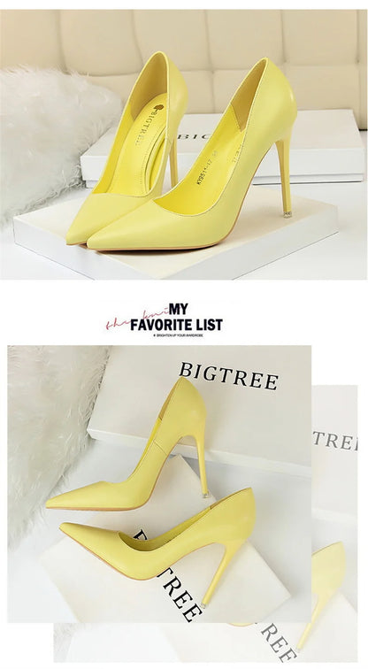 Women Korean Version Fashion Shallow Mouth Office Shoes Stiletto Party Single Shoes Female Comfort Women Heels Simple 9511-17